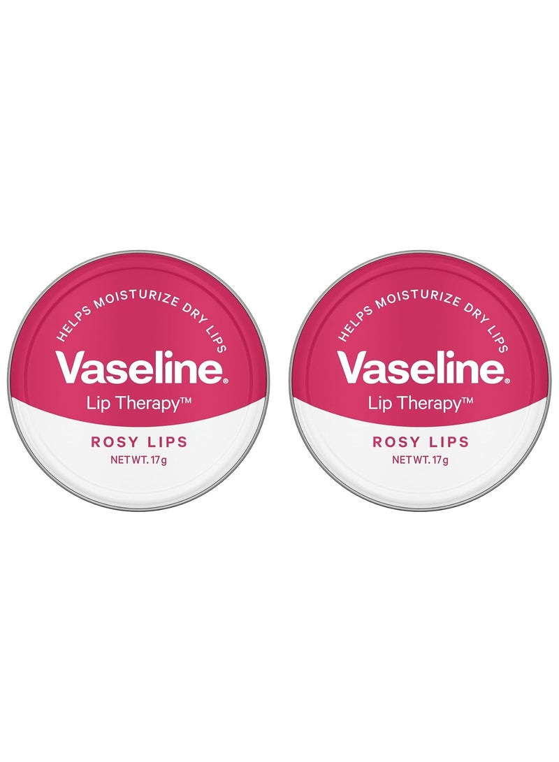 Vaseline Lip Tins Rosy Lips, 17 g | Provides Hydration, Sheer Pink Tint & Glossy Shine (Pack of 2) - Image 1